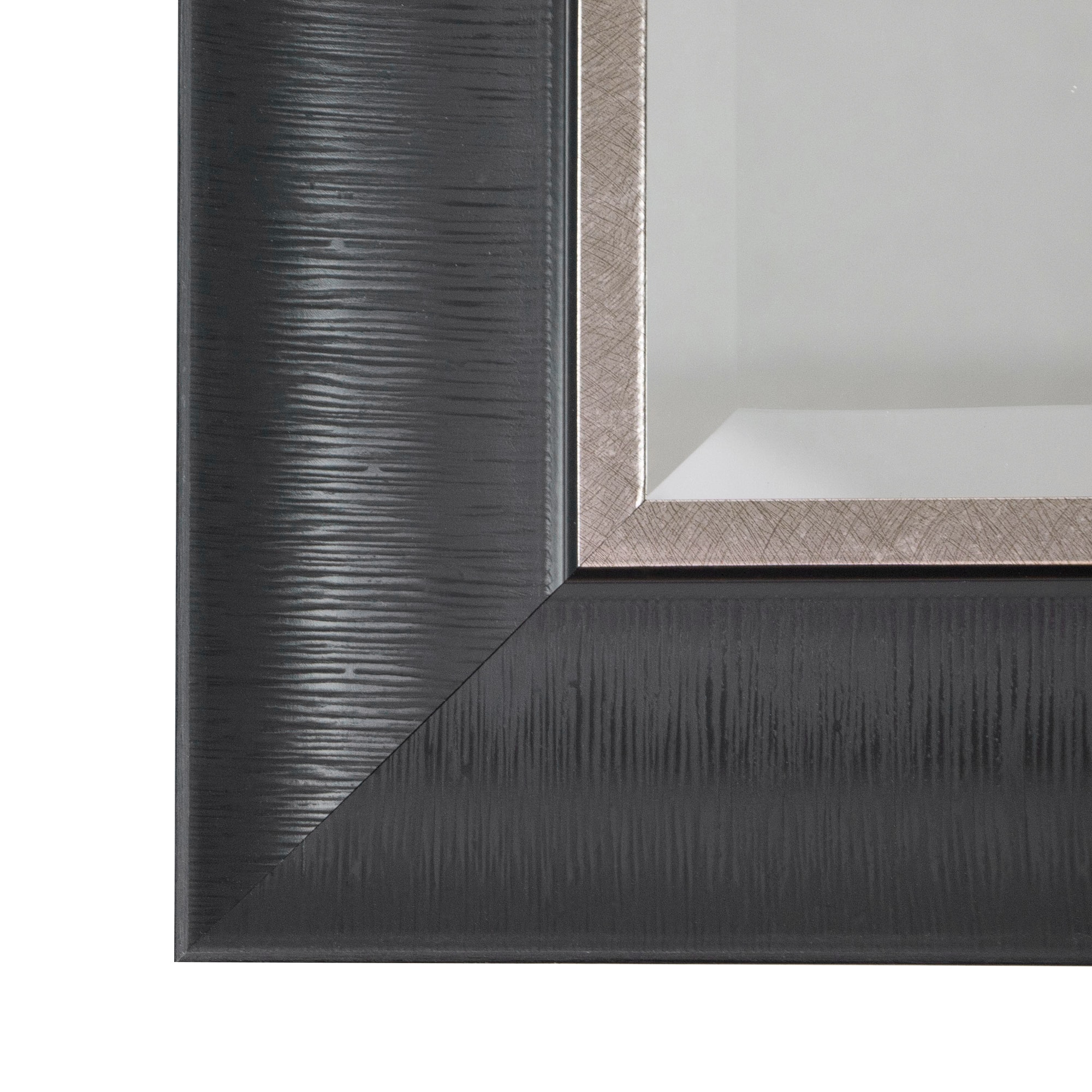 Head West® 34.5" Alderton Black & Silver Framed Beveled Wall Mirror